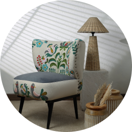 Embroidered Armchair & Lamp Decor